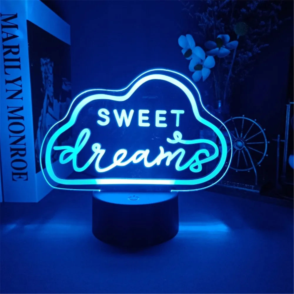 Lampe Néon 3D LED "Good Vibes" - Veilleuse Déco Salon & Fête