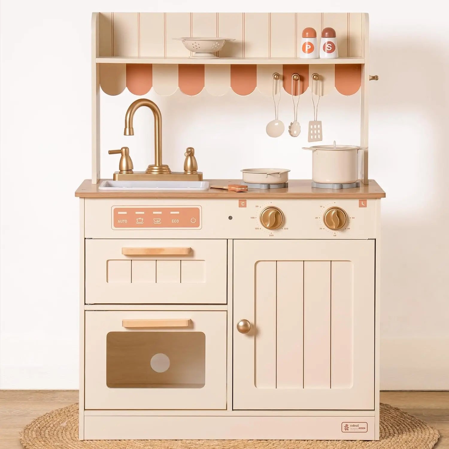 Cuisine en Bois pour Enfants - Dînette Vintage avec Évier et Four