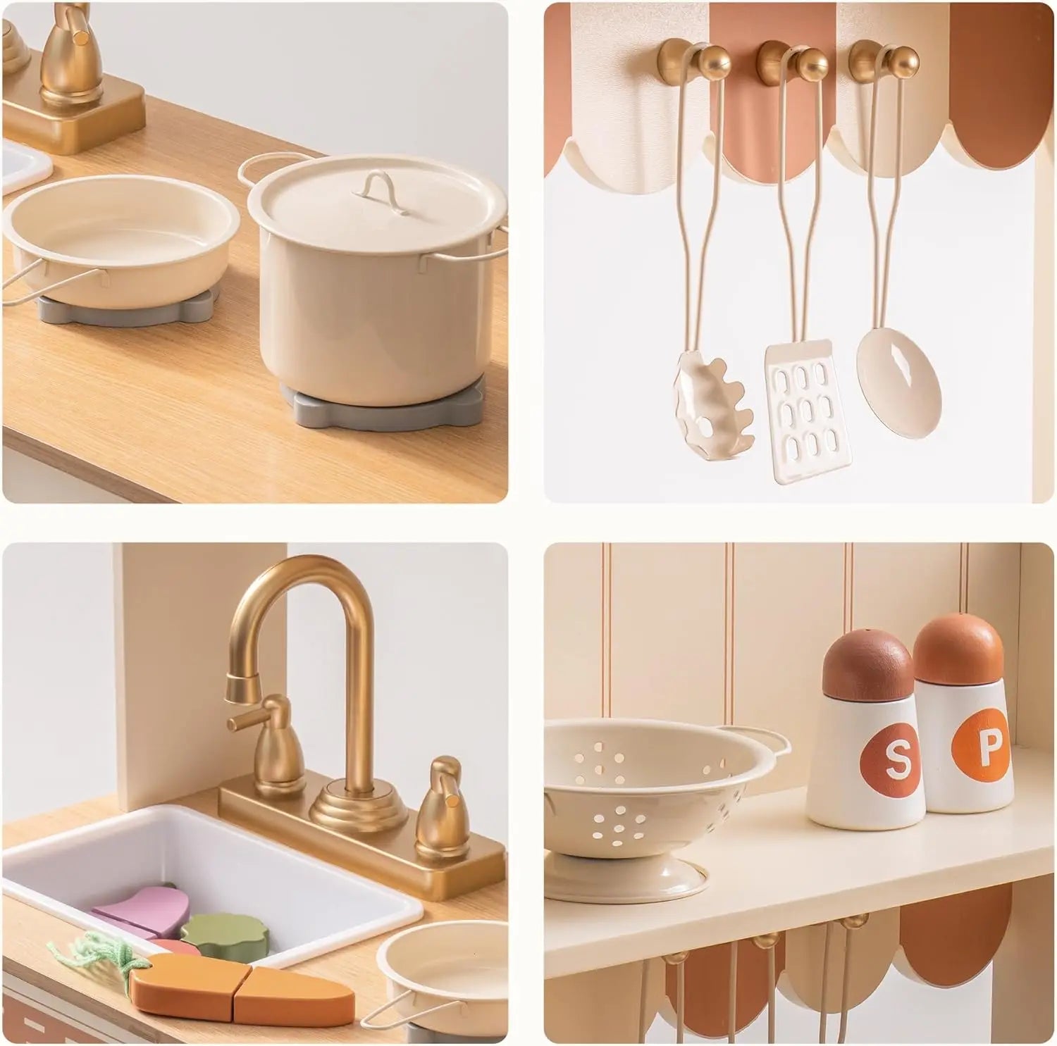 Cuisine en Bois pour Enfants - Dînette Vintage avec Évier et Four