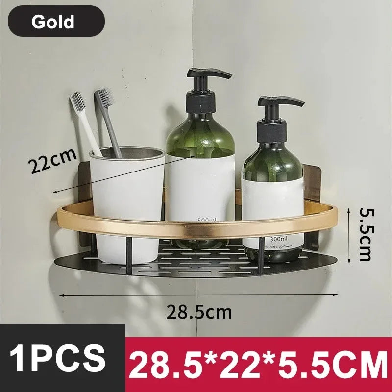 Étagère de Salle de Bain sans Perçage - Rangement Mural en Aluminium