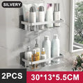 Étagère de Salle de Bain sans Perçage - Rangement Mural en Aluminium
