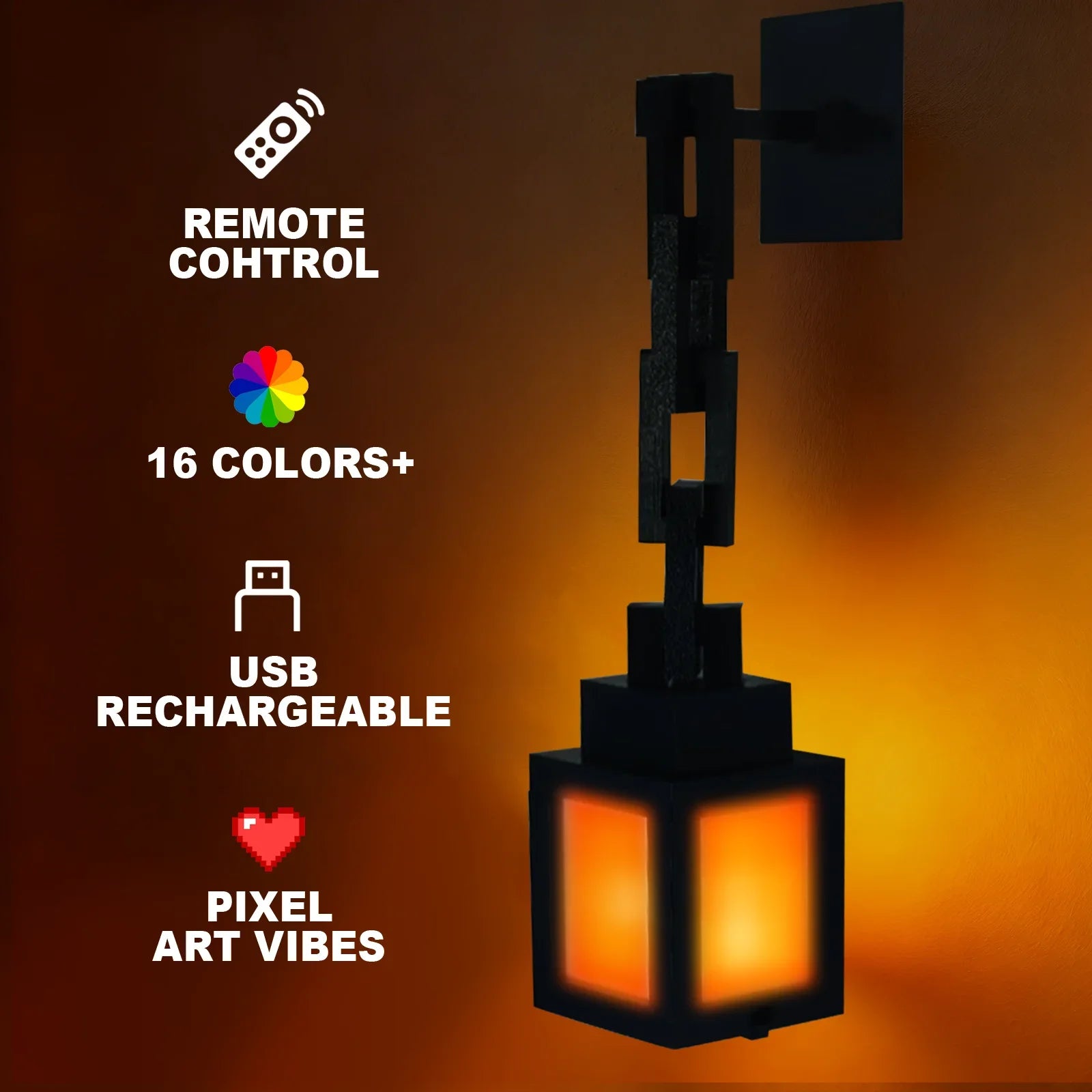 Lanterne Pixel LED Portable - Veilleuse d'Ambiance 16 Couleurs