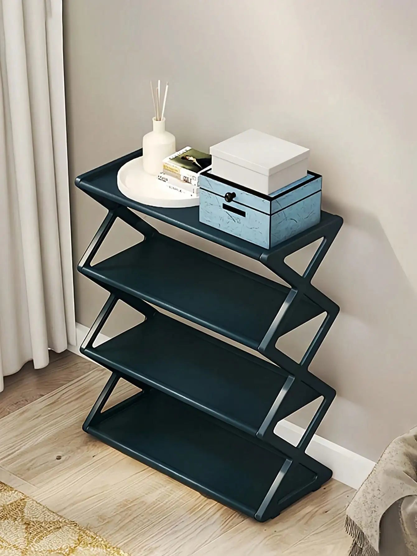 Range-Chaussures Pliable 4 Niveaux - Gain de Place Entrée