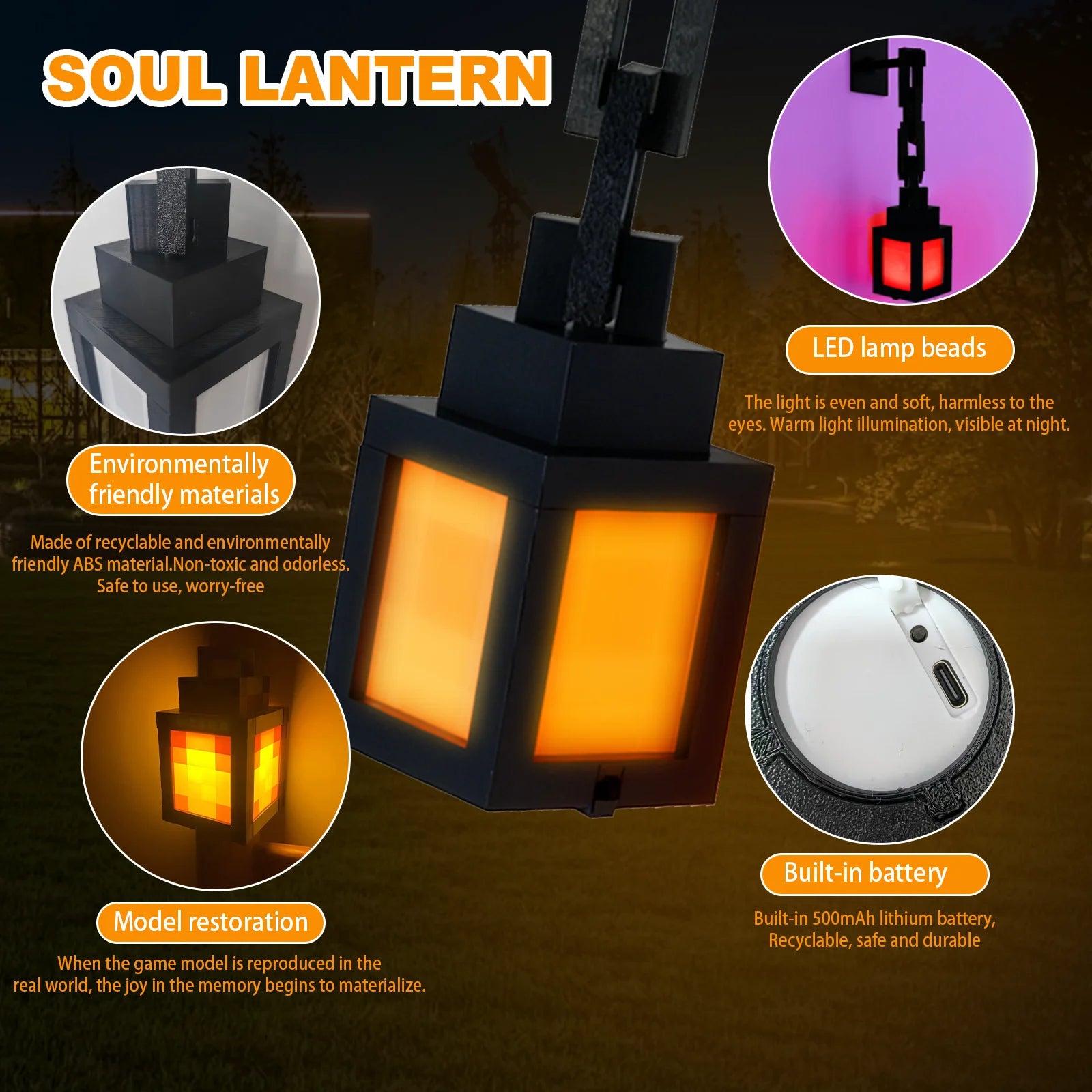 Lanterne Pixel LED Portable - Veilleuse d'Ambiance 16 Couleurs