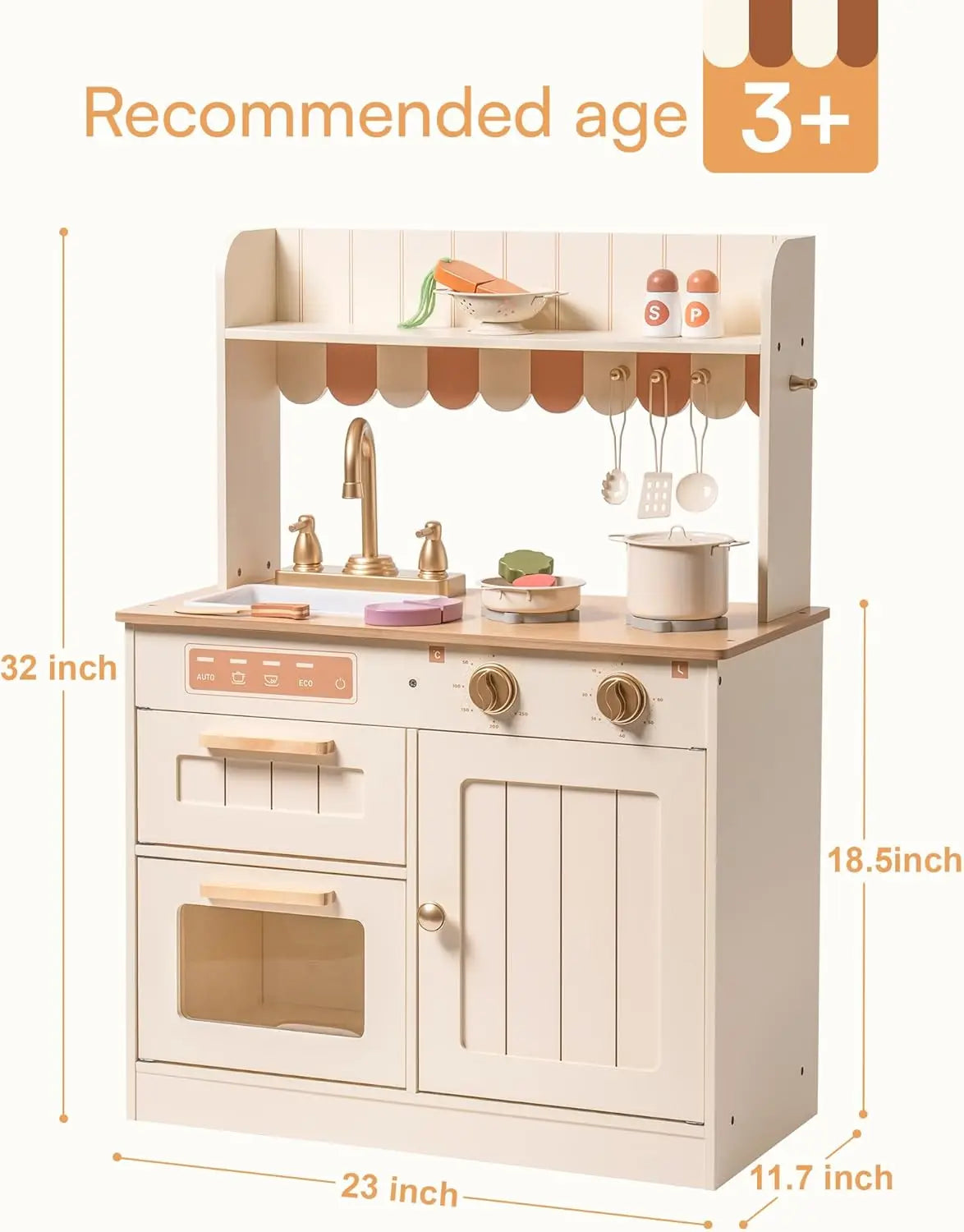 Cuisine en Bois pour Enfants - Dînette Vintage avec Évier et Four