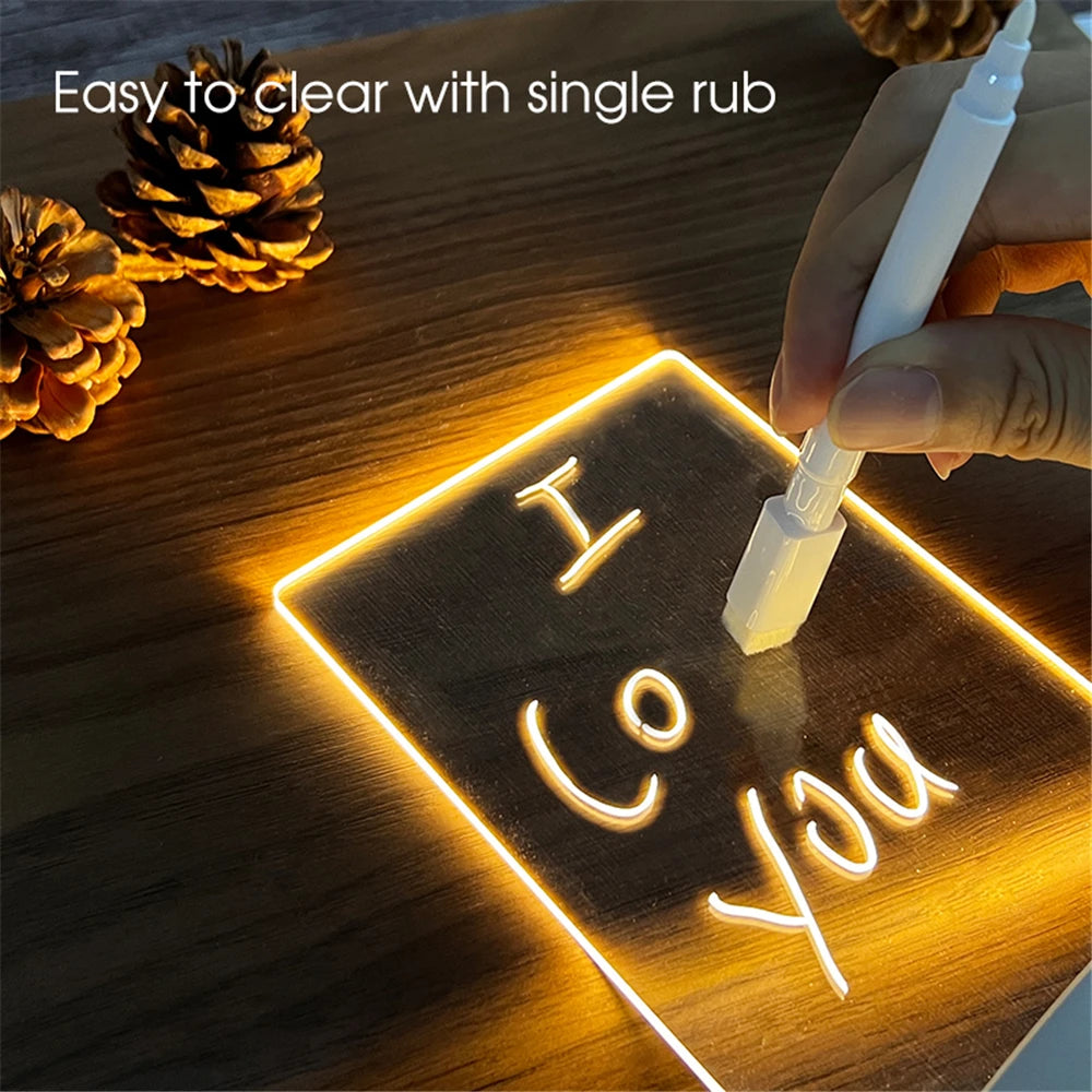 Lampe LED Transparente Effaçable - Tableau Mémo Lumineux USB