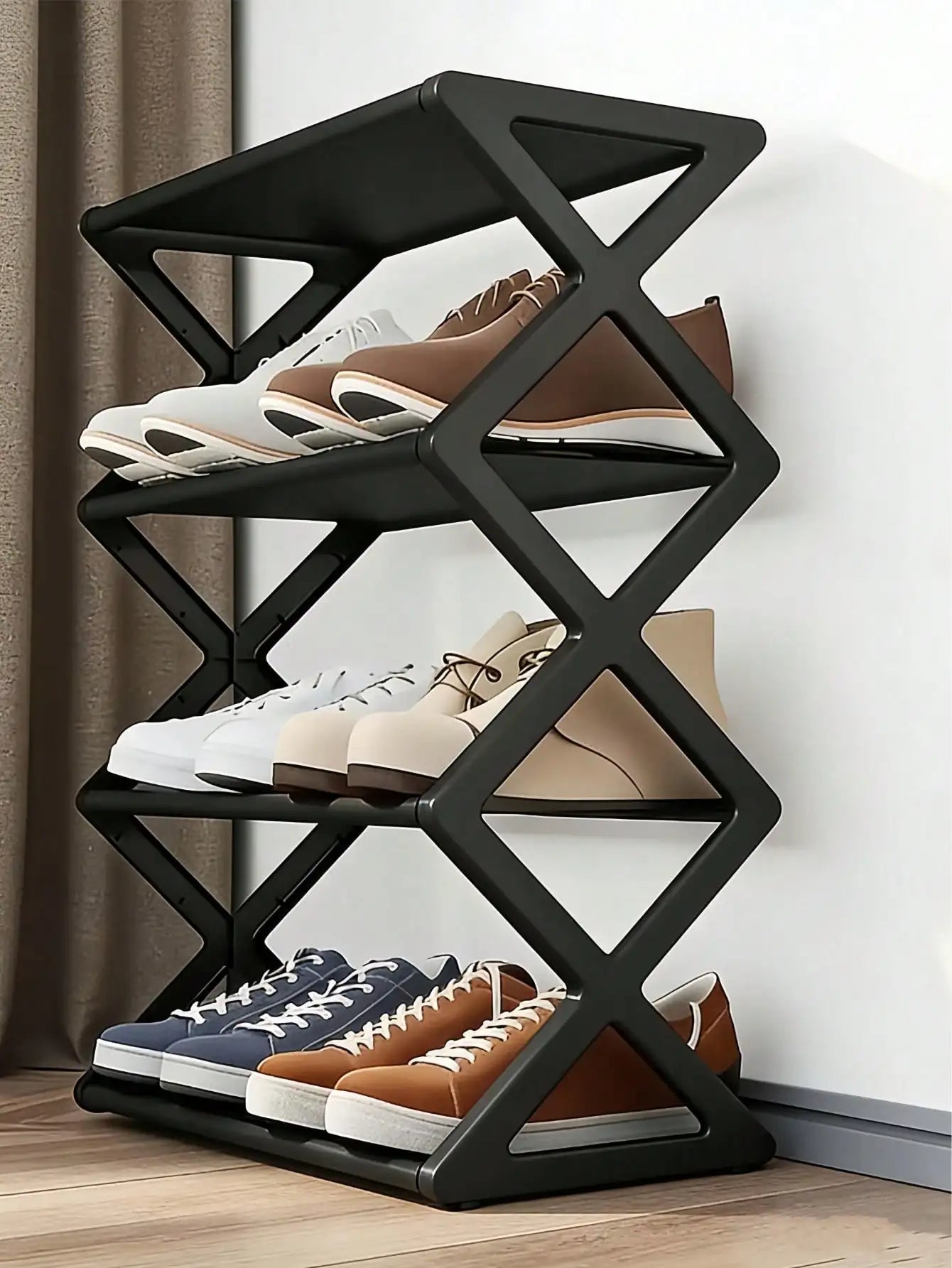 Range-Chaussures Pliable 4 Niveaux - Gain de Place Entrée