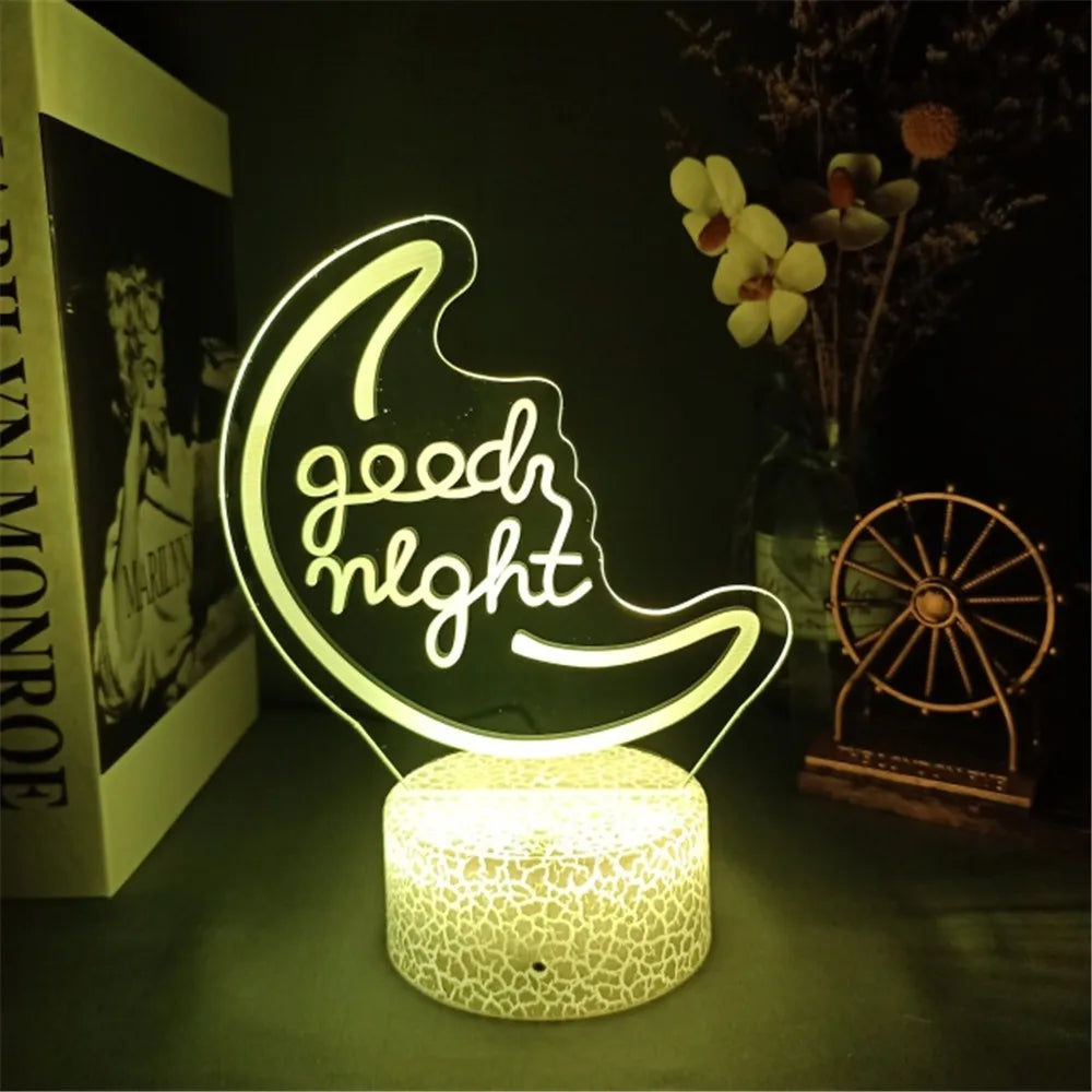 Lampe Néon 3D LED "Good Vibes" - Veilleuse Déco Salon & Fête