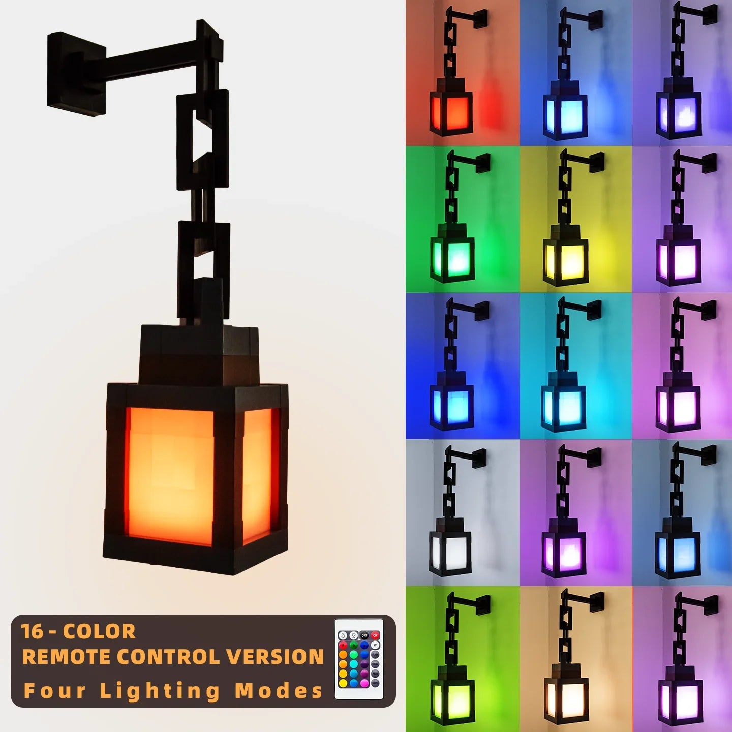 Lanterne Pixel LED Portable - Veilleuse d'Ambiance 16 Couleurs