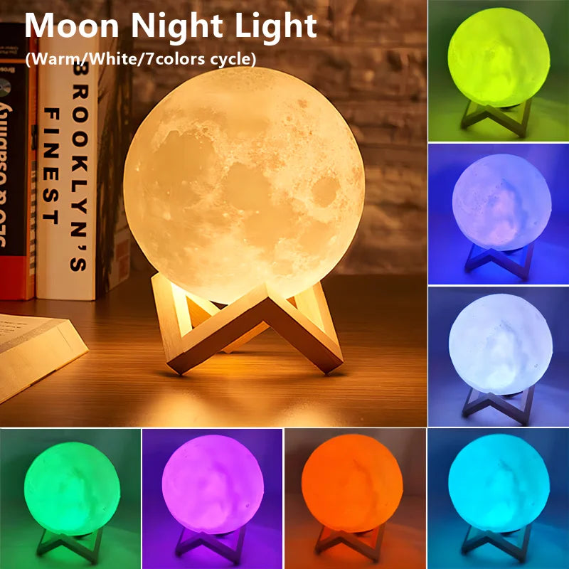 Veilleuse Lune Galaxie LED - Lampe Décorative Chambre Enfant